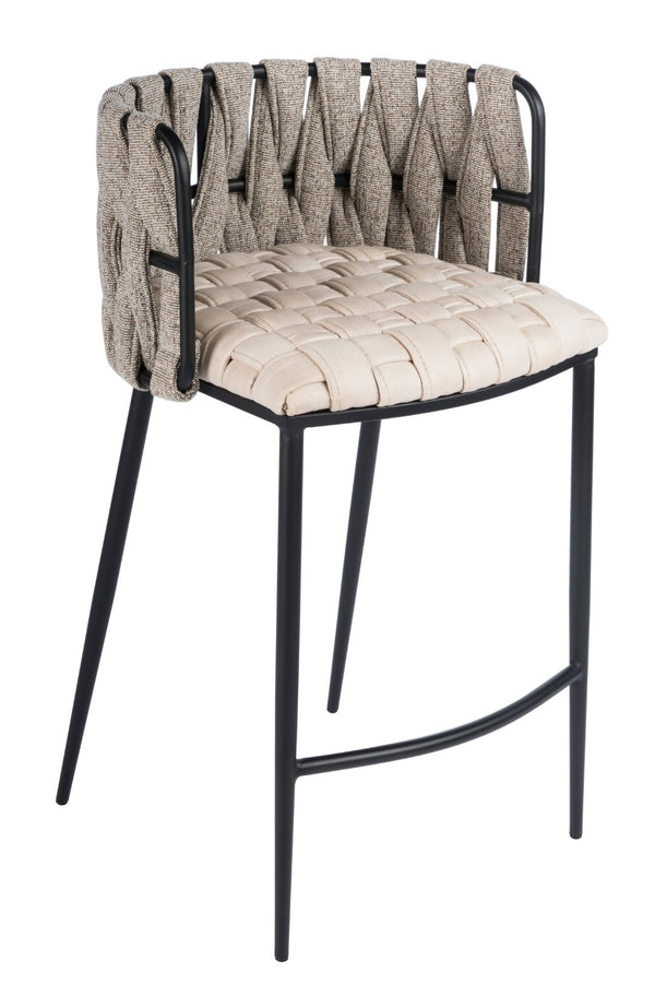 HomeRoots 27" Elegant Beige Faux Leather Low Back Bar Chair with Gold Steel Base - Modern Comfort & Style 718217