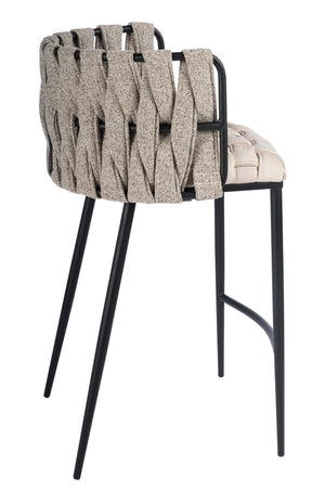 HomeRoots 27" Elegant Beige Faux Leather Low Back Bar Chair with Gold Steel Base - Modern Comfort & Style 718217