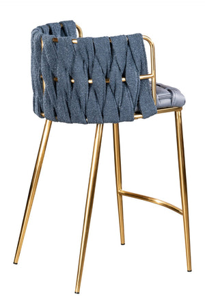 HomeRoots 27" Black and White Velvet Boucle Bar Chair – Stylish Comfort for Modern Kitchens and Home Bars 718219