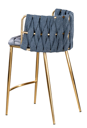 HomeRoots 27" Black and White Velvet Boucle Bar Chair – Stylish Comfort for Modern Kitchens and Home Bars 718219