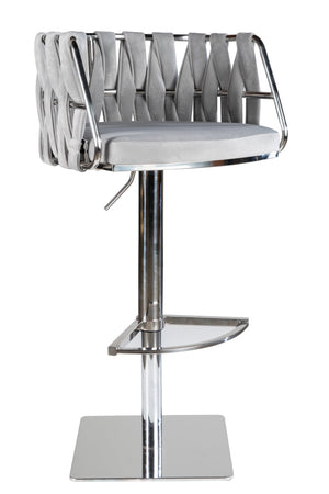 HomeRoots Off White Faux Leather Swivel Bar Chair with Gold Stainless Steel Frame - Adjustable Height Comfort 718222