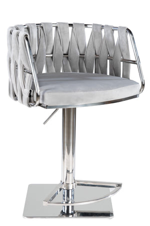 HomeRoots Off White Faux Leather Swivel Bar Chair with Gold Stainless Steel Frame - Adjustable Height Comfort 718222