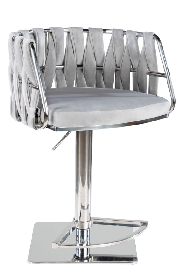 HomeRoots Off White Faux Leather Swivel Bar Chair with Gold Stainless Steel Frame - Adjustable Height Comfort 718222
