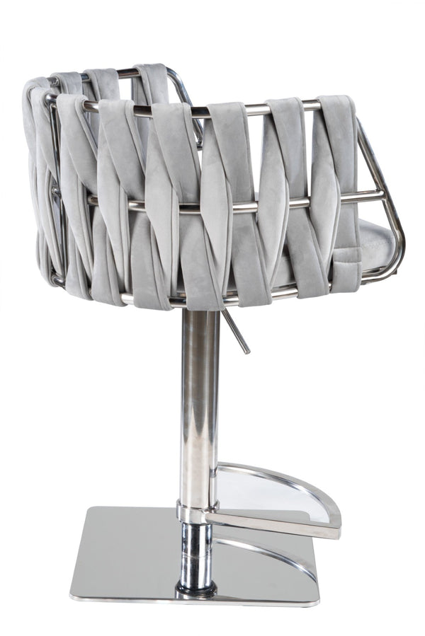 HomeRoots Off White Faux Leather Swivel Bar Chair with Gold Stainless Steel Frame - Adjustable Height Comfort 718222