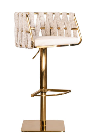 HomeRoots Off White Faux Leather Adjustable Height Swivel Bar Chair with Durable Steel Frame & Modern Design 718223
