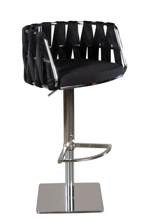 HomeRoots 26" Stylish Blue & Gold Faux Leather Low Back Counter Height Bar Chair with Adjustable Swivel Seat 718226