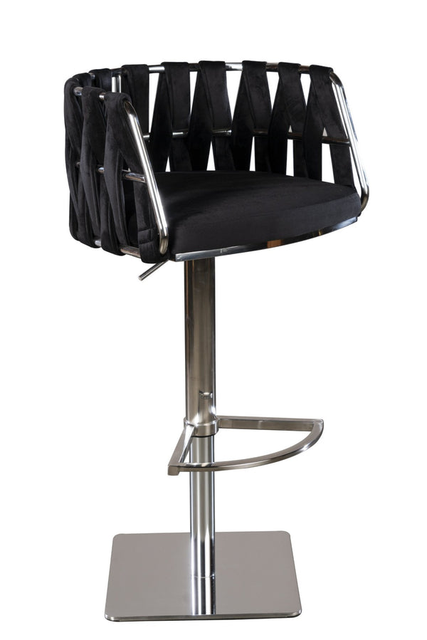 HomeRoots 26" Stylish Blue & Gold Faux Leather Low Back Counter Height Bar Chair with Adjustable Swivel Seat 718226