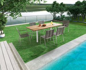 HomeRoots 55" Dark Gray Rounded Ceramic Outdoor Dining Table - Durable, Elegant Design for Memorable Gatherings 718229
