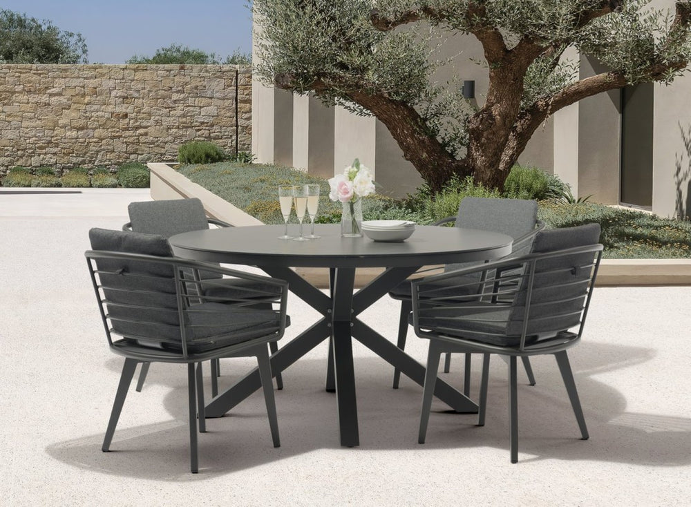 HomeRoots 79" Dark Gray Ceramic Outdoor Dining Table – Stylish, Durable, Weather-Ready for Perfect Gatherings! 718230