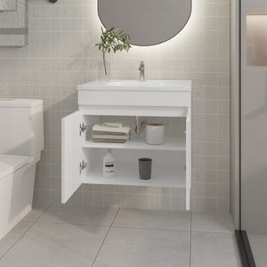 English Elm Colville Floating Wall Mount Vanity Cabinet Matte Finish Modern Bathroom Storage White B092P439906