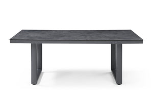 HomeRoots 63" Dark Gray Ceramic Outdoor Dining Table - Stylish, Durable, and Perfect for Year-Round Entertaining! 718231