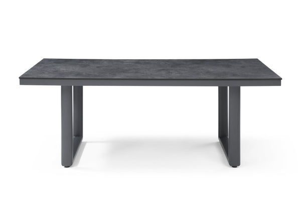 HomeRoots 63" Dark Gray Ceramic Outdoor Dining Table - Stylish, Durable, and Perfect for Year-Round Entertaining! 718231