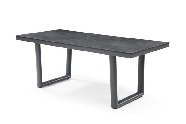 HomeRoots 63" Dark Gray Ceramic Outdoor Dining Table - Stylish, Durable, and Perfect for Year-Round Entertaining! 718231