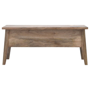 HomeRoots 35" Brown Solid Wood Storage Bench - Mid-Century Stylish Seating with Hidden Compartment & Comfort 718233