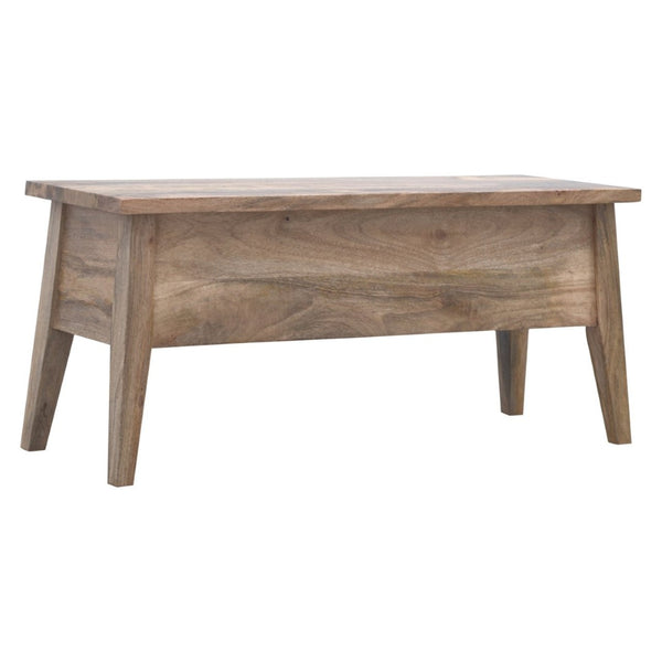 HomeRoots 35" Brown Solid Wood Storage Bench - Mid-Century Stylish Seating with Hidden Compartment & Comfort 718233