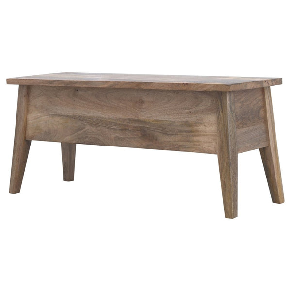 HomeRoots 35" Brown Solid Wood Storage Bench - Mid-Century Stylish Seating with Hidden Compartment & Comfort 718233