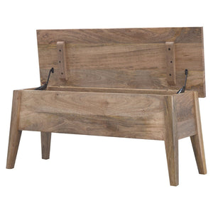 HomeRoots 35" Brown Solid Wood Storage Bench - Mid-Century Stylish Seating with Hidden Compartment & Comfort 718233