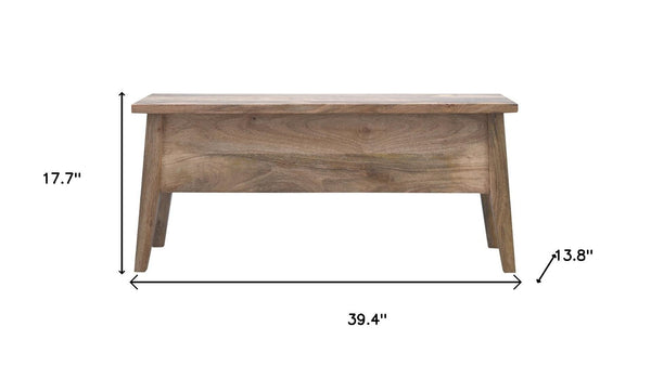 HomeRoots 35" Brown Solid Wood Storage Bench - Mid-Century Stylish Seating with Hidden Compartment & Comfort 718233