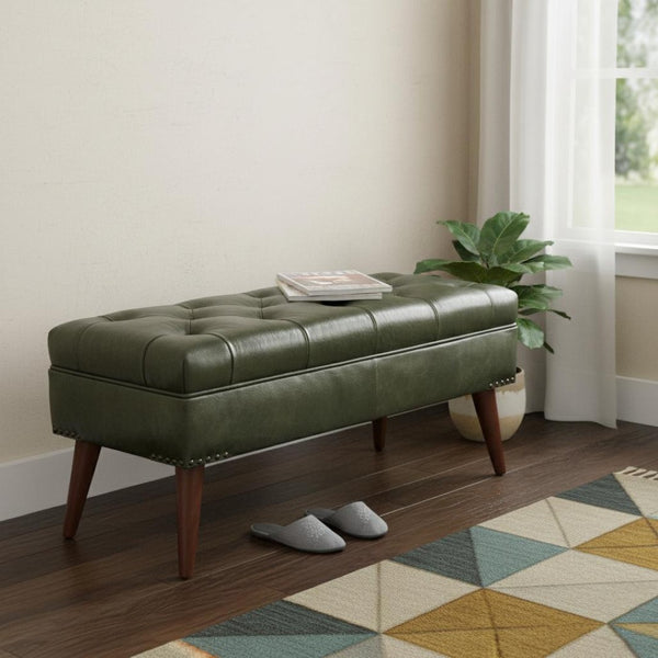 HomeRoots 31" Brown Solid Wood Storage Bench - Stylish Entryway Seating with Hidden Cabinet for Easy Organization 718234