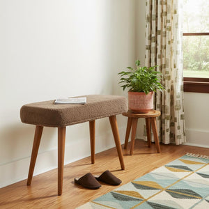 HomeRoots 32" Brown Solid Wood Storage Bench for Entryway with Comfortable Seating and Hidden Cabinet Space 718235