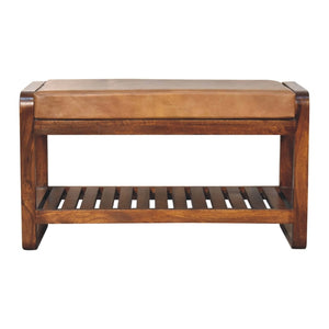 HomeRoots 47" Brown Solid Wood Storage Bench – Stylish Seating & Hidden Cabinet for Entryway Organization 718236