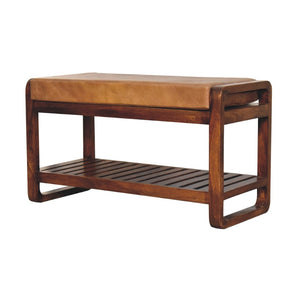 HomeRoots 47" Brown Solid Wood Storage Bench – Stylish Seating & Hidden Cabinet for Entryway Organization 718236