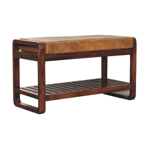 HomeRoots 47" Brown Solid Wood Storage Bench – Stylish Seating & Hidden Cabinet for Entryway Organization 718236