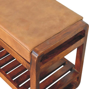 HomeRoots 47" Brown Solid Wood Storage Bench – Stylish Seating & Hidden Cabinet for Entryway Organization 718236