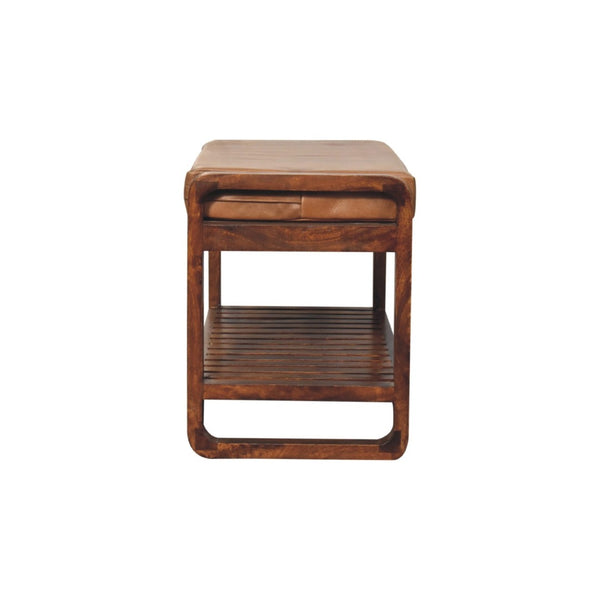 HomeRoots 47" Brown Solid Wood Storage Bench – Stylish Seating & Hidden Cabinet for Entryway Organization 718236