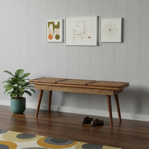HomeRoots 49" Brown Solid Wood Storage Bench with Stylish Cabinet for Entryway and Hallway Organization 718237