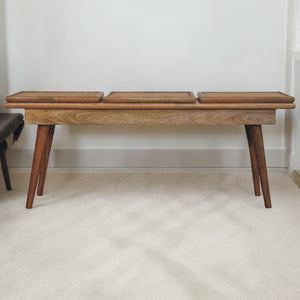 HomeRoots 49" Brown Solid Wood Storage Bench with Stylish Cabinet for Entryway and Hallway Organization 718237