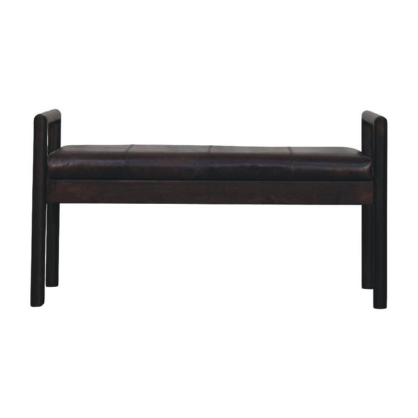 HomeRoots 35" Brown Solid Wood Storage Bench - Stylish Mid-Century Seating with Hidden Cabinet for Small Spaces 718239