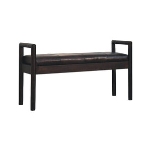 HomeRoots 35" Brown Solid Wood Storage Bench - Stylish Mid-Century Seating with Hidden Cabinet for Small Spaces 718239
