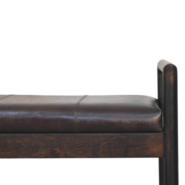 HomeRoots 35" Brown Solid Wood Storage Bench - Stylish Mid-Century Seating with Hidden Cabinet for Small Spaces 718239