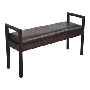 HomeRoots 35" Brown Solid Wood Storage Bench - Stylish Mid-Century Seating with Hidden Cabinet for Small Spaces 718239