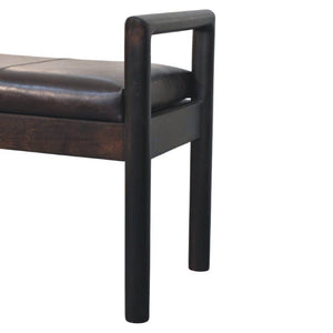 HomeRoots 35" Brown Solid Wood Storage Bench - Stylish Mid-Century Seating with Hidden Cabinet for Small Spaces 718239