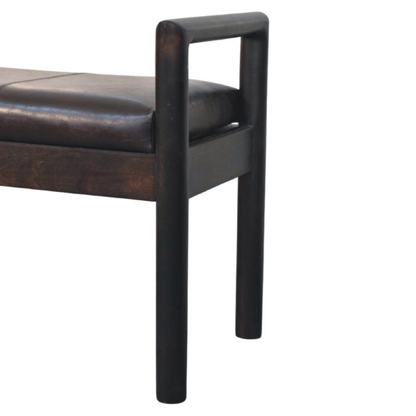 HomeRoots 35" Brown Solid Wood Storage Bench - Stylish Mid-Century Seating with Hidden Cabinet for Small Spaces 718239