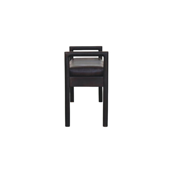 HomeRoots 35" Brown Solid Wood Storage Bench - Stylish Mid-Century Seating with Hidden Cabinet for Small Spaces 718239