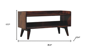 HomeRoots 40" Brown Solid Wood Storage Bench with Cabinet – Stylish Seating & Hidden Storage for Any Room 718240