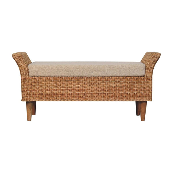 HomeRoots 28" Brown Solid Wood Storage Bench - Mid-Century Design with Hidden Cabinet for Entryway & Hallway 718241