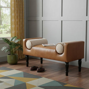HomeRoots 47" Brown Solid Wood Storage Bench with Padded Seating & Hidden Cabinet for Clutter-Free Entryways 718246