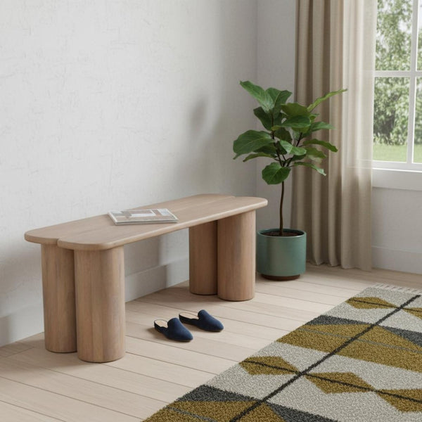 HomeRoots 41" Brown Solid Wood Storage Bench with Cabinet - Stylish Entryway Seating & Practical Organization Solution 718249