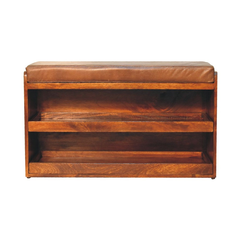 HomeRoots 35" Solid Wood Storage Bench with Comfortable Seating and Hidden Shoe Storage for Stylish Entryways 718251