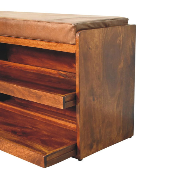 HomeRoots 35" Solid Wood Storage Bench with Comfortable Seating and Hidden Shoe Storage for Stylish Entryways 718251