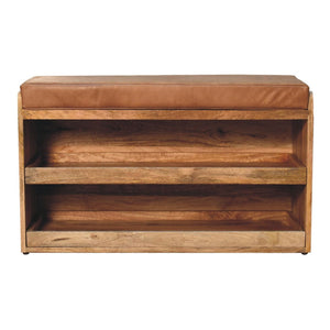 HomeRoots 35" Stylish Brown Solid Wood Storage Bench with Shoe Organizer for Entryways and Mudrooms 718252