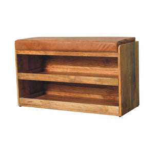 HomeRoots 35" Stylish Brown Solid Wood Storage Bench with Shoe Organizer for Entryways and Mudrooms 718252