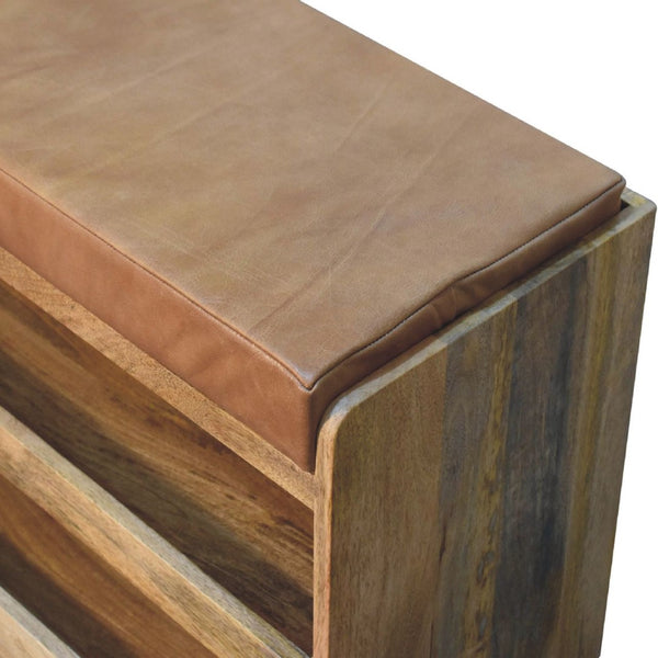 HomeRoots 35" Stylish Brown Solid Wood Storage Bench with Shoe Organizer for Entryways and Mudrooms 718252