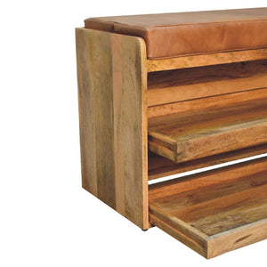HomeRoots 35" Stylish Brown Solid Wood Storage Bench with Shoe Organizer for Entryways and Mudrooms 718252