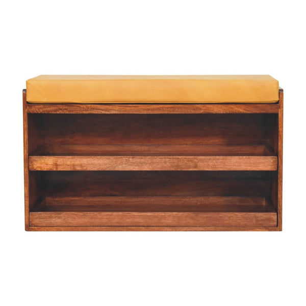 HomeRoots 43" Brown Solid Wood Storage Bench with Cabinet – Stylish Seating & Concealed Storage for Entryway Use 718253
