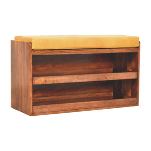 HomeRoots 43" Brown Solid Wood Storage Bench with Cabinet – Stylish Seating & Concealed Storage for Entryway Use 718253